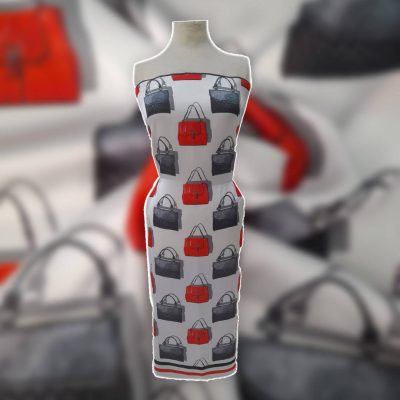 Tessuto semicoprente fantasia borse Alt.145 cm