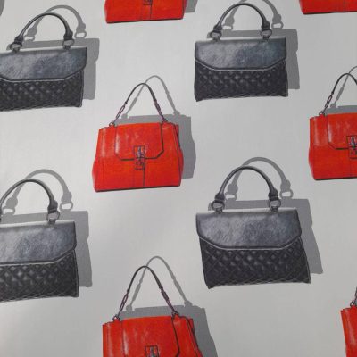 Tessuto semicoprente fantasia borse Alt.145 cm