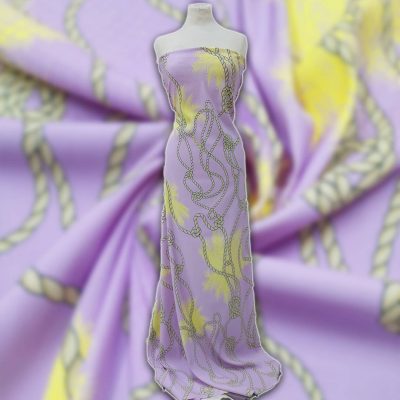 Tessuto bielastico lilla e giallo Alt.140 cm