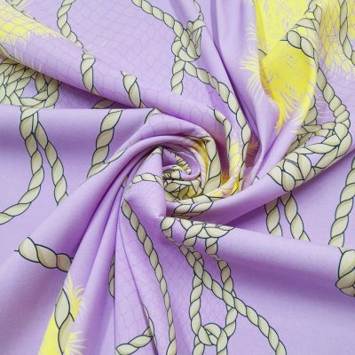 Tessuto bielastico lilla e giallo Alt.140 cm