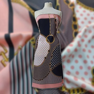 Scampolo made in Italy pannello rosa nero e oro 85x145 cm