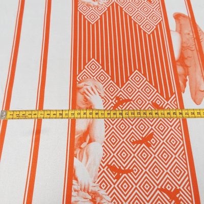 Raso di seta alta moda made in italy bianco arancio 6
