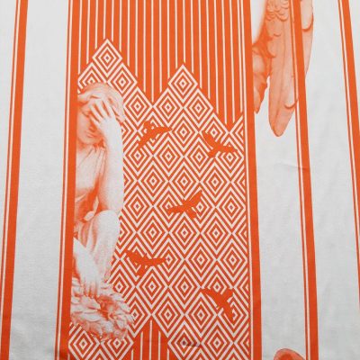 Raso di seta alta moda made in italy bianco arancio 5
