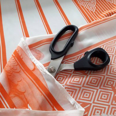 Raso di seta alta moda made in italy bianco arancio 4