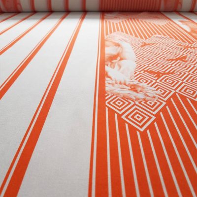 Raso di seta alta moda made in italy bianco arancio 3