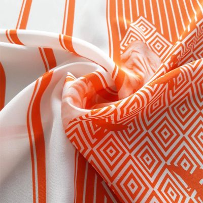 Raso di seta alta moda made in italy bianco arancio 2
