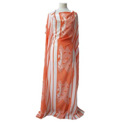 Raso di seta alta moda made in italy bianco arancio 1