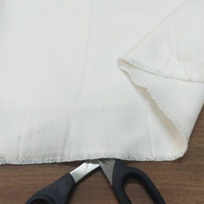 Raso in tinta unita misto-seta colore bianco naturale 2