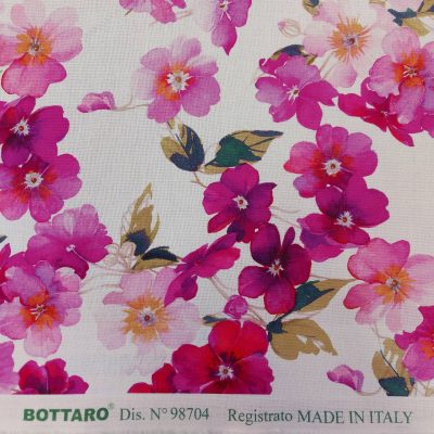 Tessuto per Tovaglia Bottaro Puro Cotone fantasia floreale rosa - Alt.180cm