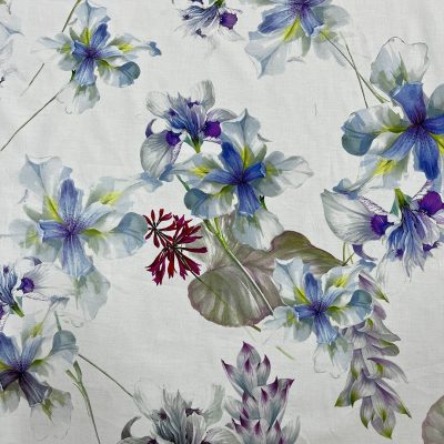 Tessuto tovagliato Bottaro Cotone fantasia floreale fiori lilla, scarlatto 3