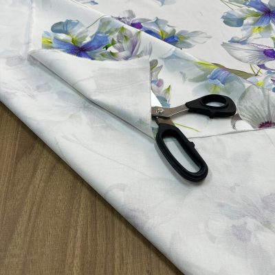 Tessuto tovagliato Bottaro Cotone fantasia floreale fiori lilla, scarlatto 5