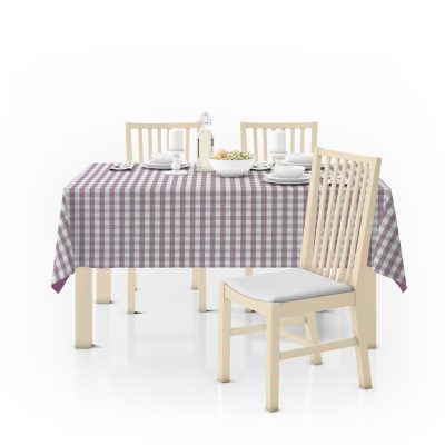 Tessuto in cotone teflon motivo a quadri - bianco e lilla - mockup 2