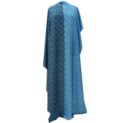 Raso di pura seta fantasia a fiori - azzurro e nero Alt.140 cm - 3