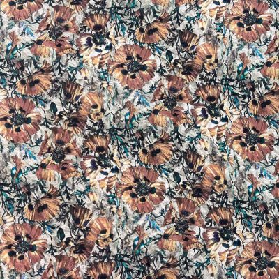 Crepe di seta made in Italy con fiori autunnali Alt.140 cm - 2