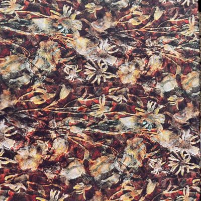 Crepe di Pura Seta fantasia fiori autunnali colori caldi Alt.140 cm - 1