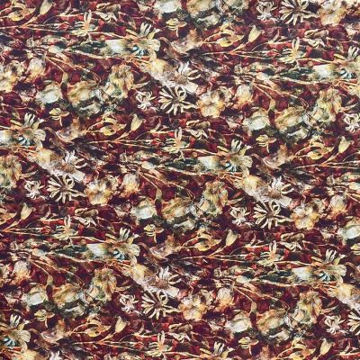 Crepe di Pura Seta fantasia fiori autunnali colori caldi Alt.140 cm - 2