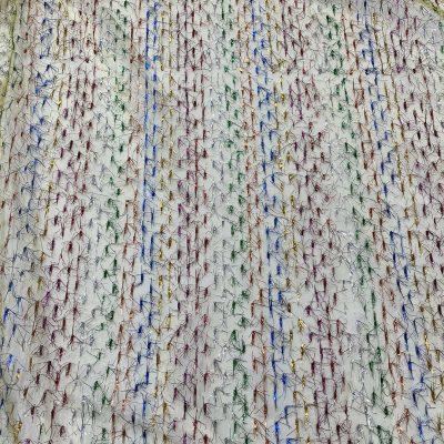 Organza gialla con batuffoli di lam&egrave; multicolor 4