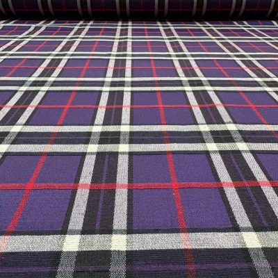 Tessuto multiuso in tartan colori violetto nero e rosso 4