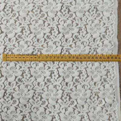 Tulle ricamato con pizzo floreale bianco naturale 7