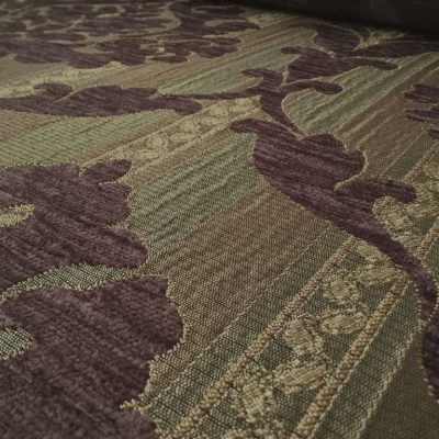 Misto viscosa motivo damascato - viola e bronzo Alt.140cm