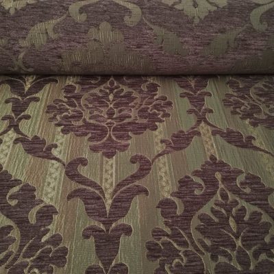 Misto viscosa motivo damascato - viola e bronzo Alt.140cm