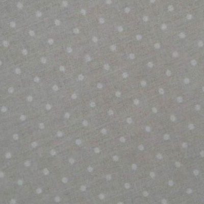 Tessuto rasatello di cotone motivo pois bianco - colore tortora