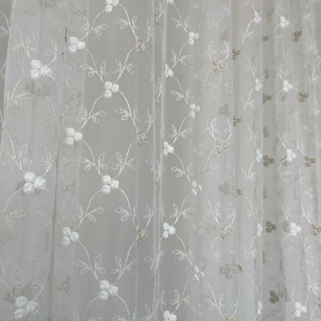 SIMPVALE Tenda Romana In Tulle Con Ricamo E Nastri – Grigio, 60x140 Cm, Per Finestra, Cucina E Bagno