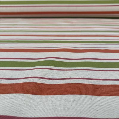 Tessuto fantasia a righe terracotta verde 3