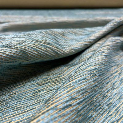 Tessuto da arredo misto cotone cinigliato celeste e beige 2