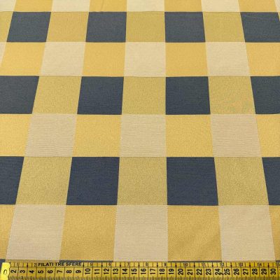 Tessuto multiuso a scacchiera colori giallo blu e ocra 3