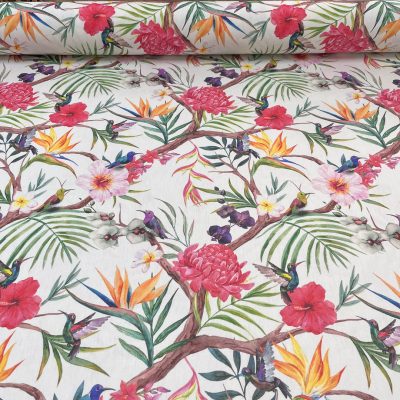 Tessuto da arredo in cotone fantasia floreale giungla 5
