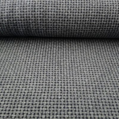 Maglina cotone felpato motivo geometrico - blu e bianco