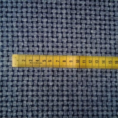 Maglina cotone felpato motivo geometrico - blu e bianco