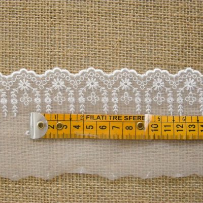 Balza di pizzo sfondo trasparente motivo floreale - bianco