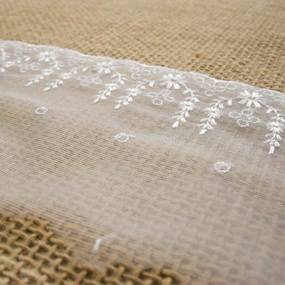 Balza di pizzo sfondo trasparente motivo floreale - bianco