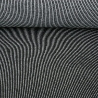 Jersey di cotone fantasia a righe bianche - nero