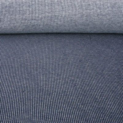 Jersey di cotone fantasia a righe bianche - blu