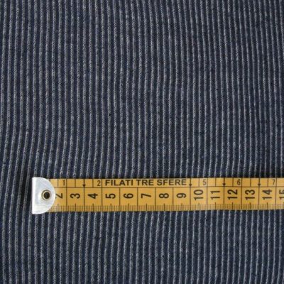 Jersey di cotone fantasia a righe bianche - blu