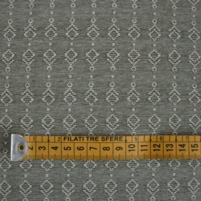 Jersey di cotone fantasia geometrica bianca - grigio Alt.170cm