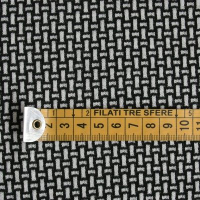 Jersey di cotone fantasia geometrica - bianco e nero