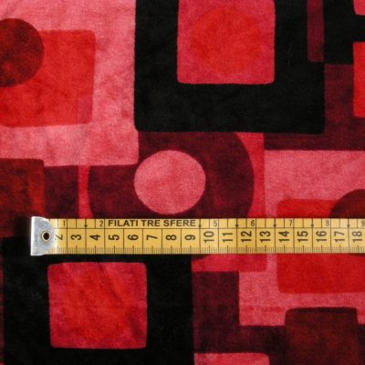 Velluto motivo geometrico in sfumature - rosso e nero Alt.115 cm