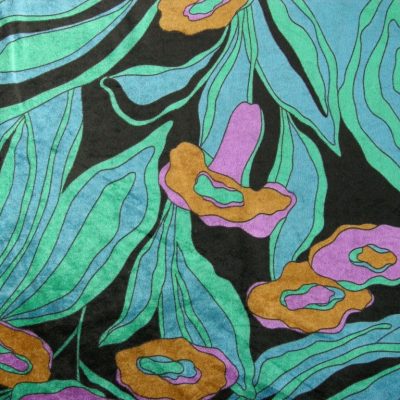 Velluto con fantasia a fiori astratti colorati Alt.115cm