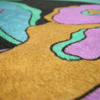 Velluto con fantasia a fiori astratti colorati Alt.115cm