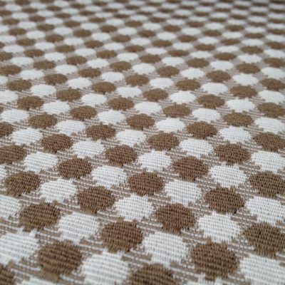 Tessuto per arredo e rivestimento motivo a pois - tortora e bianco