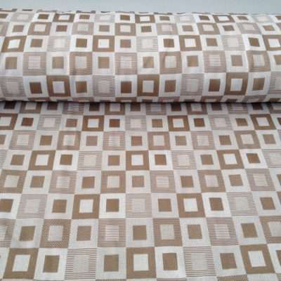 Tessuto Misto cotone fantasia geometrica a quadri - tortora e bianco Alt.280