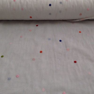 Tendaggio motivo a pois multicolor ricamati - bianco