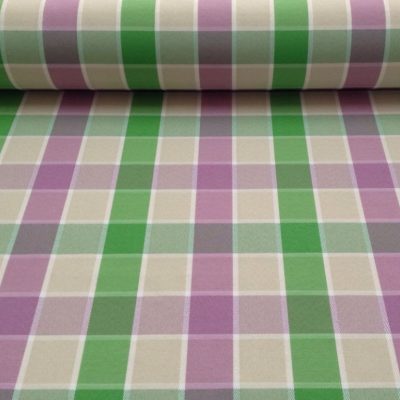 Tovagliato in cotone teflonato a quadretti - verde viola e giallo Alt.140cm