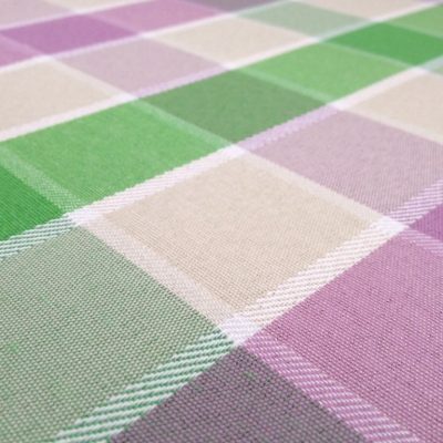 Tovagliato in cotone teflonato a quadretti - verde viola e giallo Alt.140cm