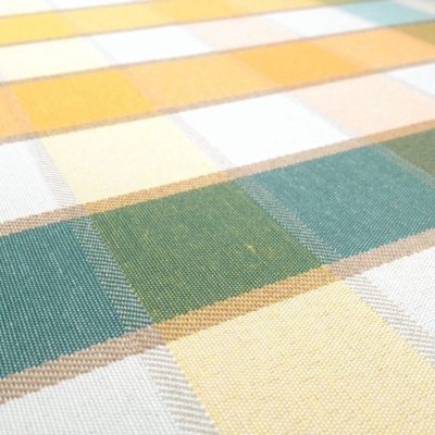 Tovagliato in cotone teflonato a quadretti - verde arancione e beige Alt.140cm