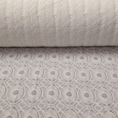 Pizzo ricamato motivo geometrico - bianco Alt.140 cm